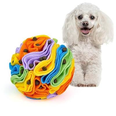 Pet Snuffle Ball, Puzzle Sniffing Interactive Dog Ball for Blind Dogs Training Stress Relief Dog Enrichment Toys Treat Machine Washable (Sweet Purple, 10cm)