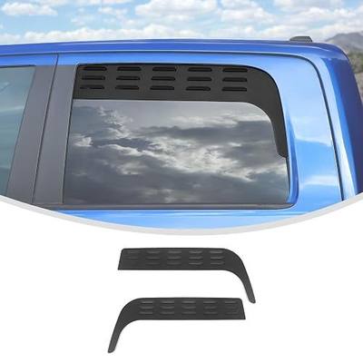 Linskip Aluminum Rear Window Vent Shades Compatible with 2009-2017 Dodge RAM 1500 Crew Cab, Louvered Rain Deflectors for Rear Door Windows, Exterior Accessories
