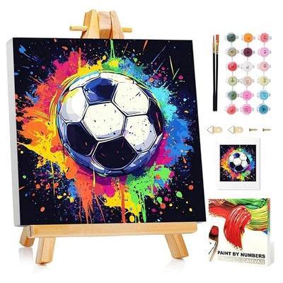 Paint by Numbers Kit for Kids with Frame, Soccer Paint by Numbers Ages 4-8-12, Craft Kts for Kids for Wall Art Decor Gifts 7.8x7.8 inch (with Frame Easel)