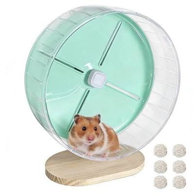 Silent Hamster Exercise Wheel,10.2 Inch Quiet Spinner Syrian Hamster Running Wheel,Anti-Skid & Adjustable Stand for Gerbils, Rats, or Other Small Pets,Green