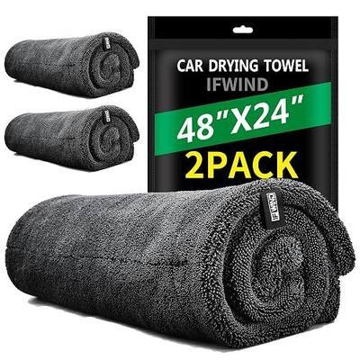 2 Pack Car Drying Towels (48”x24”),Extra Large Double-Twist Pile Drying Towels Car Detailing for Car Care Wash,Car Super Cleaning Supplies Accessories kit,Ultra Absorbency