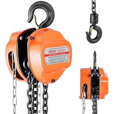 VEVOR Hand Chain Hoist, 1/2 Ton 1100 lbs Capacity, Manual Chain Block with Upgrade G80 Galvanized Chain, 10 ft Lifting Height, Heavy Duty Pulley Hoist for Garage Warehouse Automotive Machinery, Orange