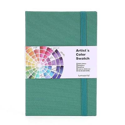 tumuarta Artist’s Color Swatch Book, 100% Cotton, 140 LB, 300GSM, Concertina Book, 24 Pan/Sheet, Painter`s Color Diary for Watercolors, Acrylic, Markers and Wet & Dry Media (7.5" x 5")