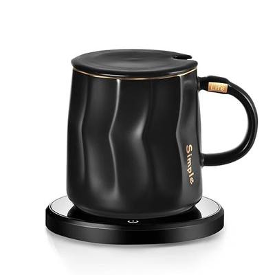 Coffee Mug Warmer Set, Smart Coffee Warmer for Desk Auto Shut Off, Cup Warmer for Office Home Use, 2 Temperature Control Heated, 13.5 oz Flat Bottom Coffee Mug, Gifts for Men, Matte Black