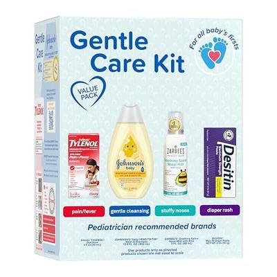 Johnson's Baby Gentle Care Kit, Baby Skin Care, 4 Items, Includes Desitin Maximum Strength Paste, Infants' Tylenol, Fever Reducer, Johnson's Baby Head-to-Toe Baby Wash, Zarbee's Soothing Saline Mist