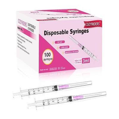 100 Pack 3ml Disposable Luer Lock Lab Dispensing Syringes with 18Ga 1.5" Needles, Individually Sealed