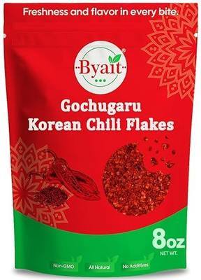 Byait Gochugaru Korean Chili Flakes 8 Oz, Medium Hot | 100% Pure Red Chili Pepper Flakes for Authentic Korean Cooking, Kimchi, Chili Oil, and Seasoning