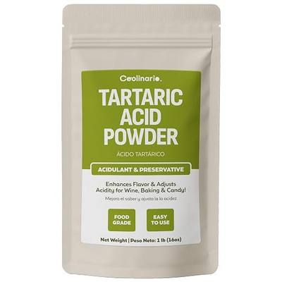 Coolinario Tartaric Acid Powder (1 LB) Food Grade Natural Acidulant | Enhances Flavor & Adjusts Acidity, Ideal for Wine, Baking & Candy, Cream of Tartar, Confections & pH Balancing