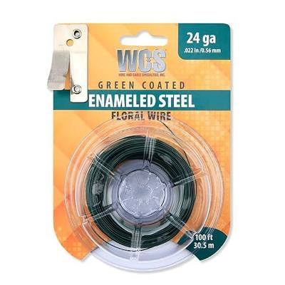 WCS Wire Floral Wire | Green Enameled Steel for Floral and Craft Use | Flexible Stem Tying Support | 24 Gauge .022 in Diameter 100 ft Dispenser