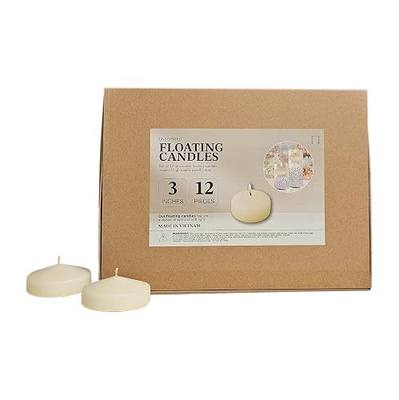 Floating Candles 3 Inch 12 Pack Ivory - CW Studio Unscented Smokeless 9 Hour Burn, Premium Paraffin Wax - Wedding Centerpieces, Pool, Spa, Party & Home Decor Water Candles