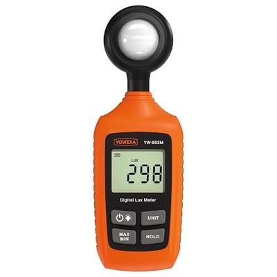 Digital Light Meter, Lux Meter with Foot Candle Readings | Digital Illuminance Meter, 0-200,000 Lux/0-20,000 Fc Range, With Max/Min, Data Hold, Backlit LCD For Office, Lab, Factory