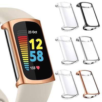 6 Pack Case for Fitbit Charge 6/5 Soft TPU Screen Protector | Soft TPU Bumper, Full Coverage Protection, Anti-Scratch, All-Around Protective Accessories,Applicable to Daily and Sports Use