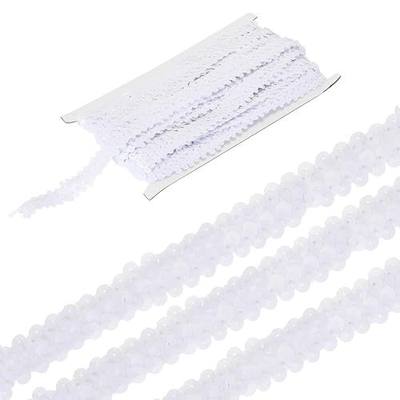 MECCANIXITY 5 Yards 0.8 Inch Elastic Sequins Trim 2 Row Flat Sequin Strip Paillette Fabric Ribbon for Crafts DIY Fringe Sewing Costume Dress, White