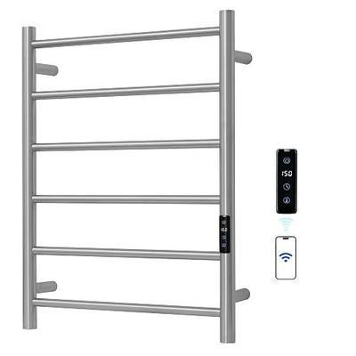 Electric Towel Rack with Voice Control for Alexa & Google Home,TUYA-Wall-Mounted Bathroom Heating Towel Warmer,Plug-in,26.77x20.47x4.39in,Stainless Steel Material,Brushed,6 Bars