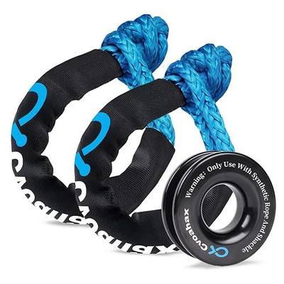 Soft Shackle & Recovery Ring Kit (2PCS Shackles+1 Snatch Ring) | 1/2'' x 22'' Blue Soft Shackles (56,000LBS) with Black Recovery Ring for UTV, ATV, Trucks, Off-Road Vehicles