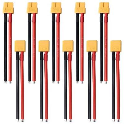 XT60 Connector Plug Cable - 10PCS Female and Male with 12AWG Silicon Wire Cables for RC Lipo Battery Connectors Airplane Car Boat 100mm (5 Female and 5 Male)