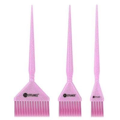 Glitter Hair Dye Brush Set, Hair Color Brush, 3 Sizes Pink Tint Brushes for Professional Hair Coloring, Root Touch-Up & Hair Treatment, Salon & Home Use