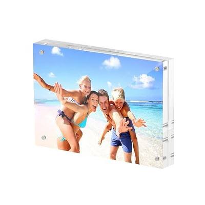 5x7 Double Sided Acrylic Frame 1 Pack Clear Magnetic | Frameless, double sided transparent, desktop display for home/office