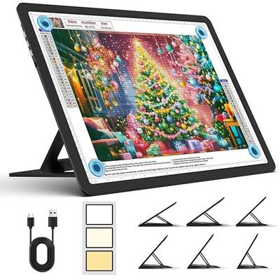 Heanolier Rechargeable A3 Light Board with Stand for Diamond Painting,5100 Lux Magnetic Light Pad with Side Buttons,5000mAH battery,Wireless Light Box for Tracing,LED Light Table for Sketching,Drawing