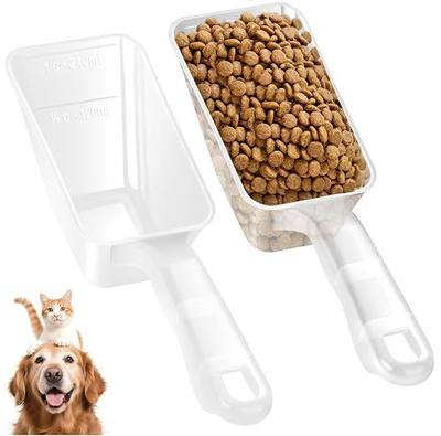 2-Pack Dog Food Scoop 1 Cup, Plastic Pet Food Measuring Scoop With Measuring Lines (1/2 & 1 Cup Markings) for Dogs, Cats, Fish, Bird(Transparent