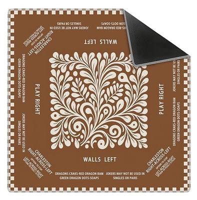 Vintage Mexican Talavera Tile Mahjong Mat 31.5" x 31.5", Terracotta Burnt Orange Non-Slip Noise Reduction Mahjong Table Cover Accessories Supplies for Dominoes Poker Card Board Tile Games Gifts