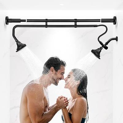 Tandem Shower Heads, Double Shower Head for Couples, Dual Shower Head System for Two People, High Pressure and Adjustable Double Shower Heads (Black)