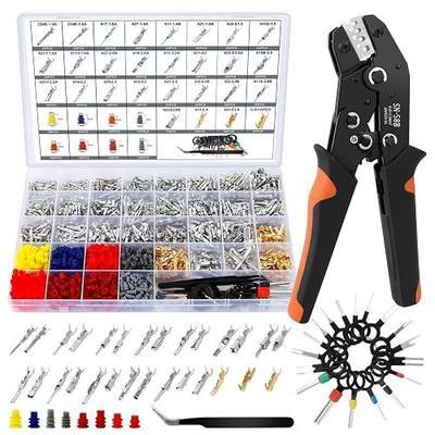 1379PCS Pin Connector Kit, Electrical Pins Connectors with Crimp Tool,28 Types 1/1.5/1.8/2.2/2.3/2.8/3.5mm Removal Male Female Crimp Pins