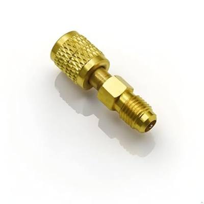 Brass Straight Adapter, M5/16" Male x 1/4" SAE Female HVAC Refrigerant Fitting, Precision Thread Adapter for R22 & R410A Air Conditioning Service