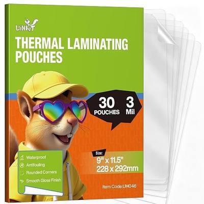 Uinkit 3mil Thermal Laminating Pouches 8.5 x 11", 30Pack Thermal Laminating Sheets for Documents, Photos, Crafts - Bubble Free, Crystal Clear Finish for Use with Laminator Machine