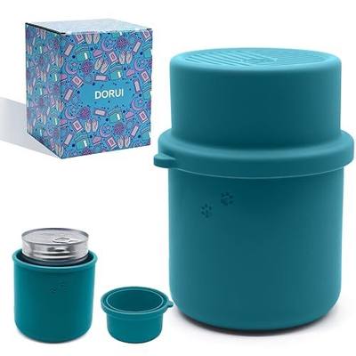 Original Canned Dog Food Storage Container | Silicone Can Cover Pet Food Sealer | BPA Free, Airtight, Dishwasher & Freezer Safe (Dark Blue)