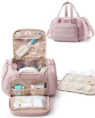 Marscamd Quilted Breast Pump Bag Compatible with Spectra S1 and S2 | Pumping Bag with Cooler Compartment and a Drying Mat, Pink