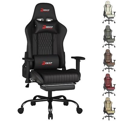 Gaming Chair with Footrest, Ergonomic Game Chair with Lumbar Support and Swivel Armrest, Reclining Computer Chair Height Adjustable for Home Office Father's Day(1002-Black)