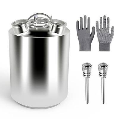 2.5 Gallon / 10 L Kegerator Cleaning Kit, 304 Stainless Steel Beer Line Cleaning Can with 2 D Couplers and Non-Slip Gloves
