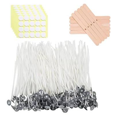 6 Inch 120Pcs Pre Waxed Cotton Candle Wick for Candle Making | 120 Candle Stickers, 10Pcs Wick Holders for Home, Soy Wax, Crafts, Gift Making