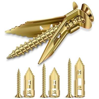 160 Pcs Self Drilling Drywall Anchors with Screws Kit, 3 Sizes Premium Zinc-Plated Manganese Steel Expansion Screws, No Pre-Drilling for Hollow Walls, Holds 100+ lbs for Shelves, TV, Cabinets