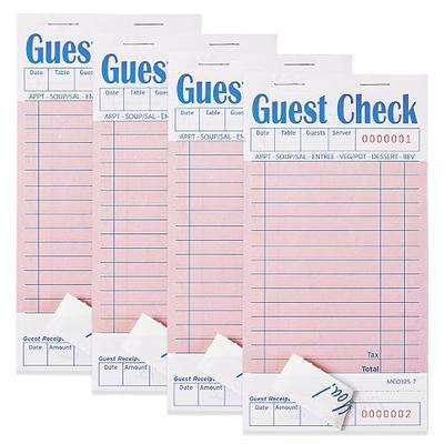 ZPARIK 4 Pack Pink Guest Checks Books for Servers Server Note Pads, Waiter Checkbook, Waitress Notepad for Restaurants, Paper Checks 50 Sheets/Pack, 200 Total Tickets