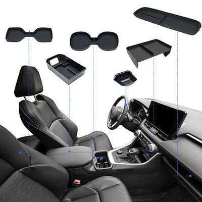 ELECFRESH 6PCS Center Console Organizer Tray for 2025 2024-2019 Toyota RAV4 Accessories, Armrest Storage Box, Driver Storage Drawer, Passenger Storage Mat Console Cup Holder Inserts for Toyota RAV4
