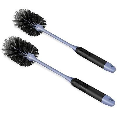 Long Handle Bottle Brush, Reusable Water Bottle Cleaner Brush, Flexible Scrub Brush for Water Bottles, Glasswares, Mugs, Thermos, Black, 2 Pack