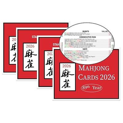 4 PCS Majiang Card 2026, Large Print Cards of 2026 - Easy to Read Rule Cards for Game Nights