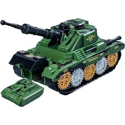 360 Rotating Toy Tank with Bullet Launching Turret - Army Vehicle (Green)