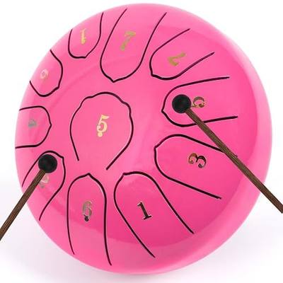 Steel Tongue Drum 6 Inch 11 Notes,Rain Drum for Outside Garden,C Major Tongue Drum Rain Chime Outside for Meditation Yoga Beginner(Pink)