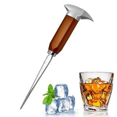 Ice pick for breaking ice, 8.85-inch long ice pick with wooden handle, stainless steel ice pick tool, suitable for kitchen, bar, bartender, home and commercial use.