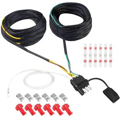 35FT 4 Pin 5 Wire Trailer Wiring Harness, Wishbond Trailer Light Kit 18 AWG Color Coded Wires Harness Trailer Connector Wire Plug for Tail Lights, Brake Lights and Turn Signals (35FT)