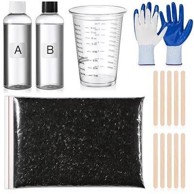 Chunful 15 Pcs Carbon Fiber Repair Kit with 1lb Chopped Fibers & 2-Part Epoxy(a&b) Cup, Rod, Gloves, Create High-Strength, Forged Carbon Look for Auto Parts, DIY Projects, Motorcycle, Boat Repairs