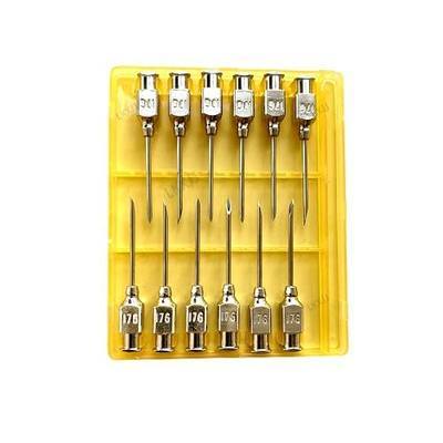 Veterinary Needles, Cattle Needle Poultry Injection Needles 12 Sticks,Suitable for Pigeons, Chickens, Ducks, Geese, Pigs, Sheep, Horses (14X25 17G)