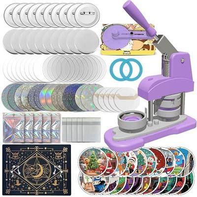 Button Maker Machine 58mm (2.25 inch), DIY Button Pin Maker Machine Comes with Free Button Parts, Circle Cutter, Cutting Board, Pattern Paper, Holographic Bags, Colored Film, and Protective Case