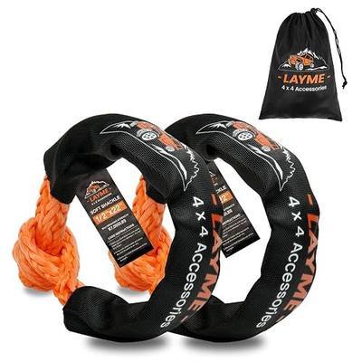 LAYME 2Pcs Soft Shackle Rope - 1/2 Inch x 22 Inch (57000Lbs Breaking Strength) Offroad Synthetic Soft Shackle Recovery Kit for UTV, ATV,Truck, SUV (Orange)