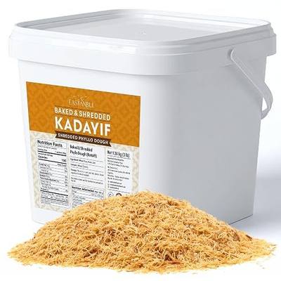 Eastanbul Baked Kataifi Shredded Fillo Dough, Kadayif, Toasted Katafi, 3lb | Dubai Chocolate Ingredient, Kunafa Dough, Knafeh, Toasted Katifi, Baked Kadaif Pastry, Dubai Kataifi, Kosher by Star-K, Halal