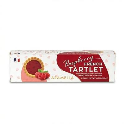 Aramella French Raspberry Tartlets – 16 Count – Authentic French Pastry with Buttery Crust & Real Raspberry Filling – 300g (10.5oz)