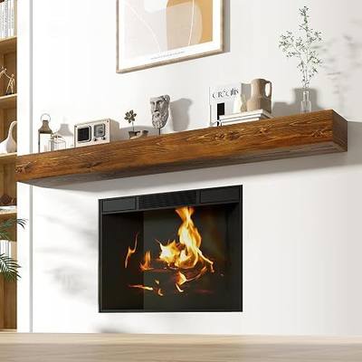 Acovy Floating Fireplace Mantel Shelves, 84x8x5 Inches Natural Wooden Floating Shelf for Over Fireplace, Wall-Mounted Mantel Shelf for Living Room and Home Decor, Rustic Traditional